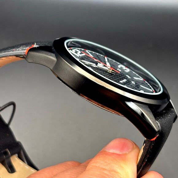 Wrangler WRW2400-1A Mens Black Analog Watch Black Leather Red Stitching Strap - Picture 10 of 17